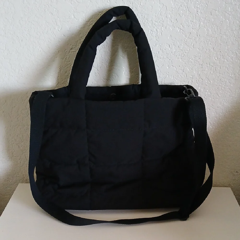 GAP Black Quilted Tote Bag with Shoulder Strap